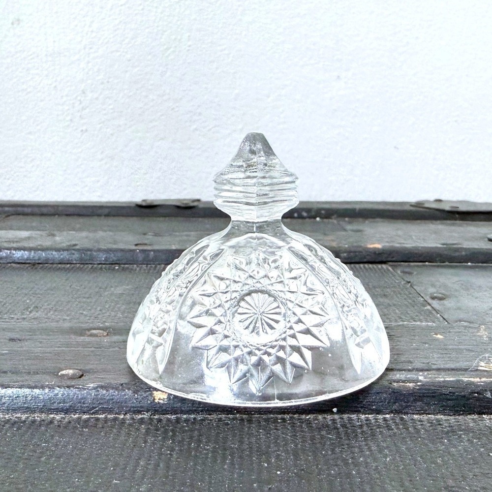 Vintage Clear Pressed Glass Replacement Lid Starburst Pattern 2.75" - Picture 1 of 6